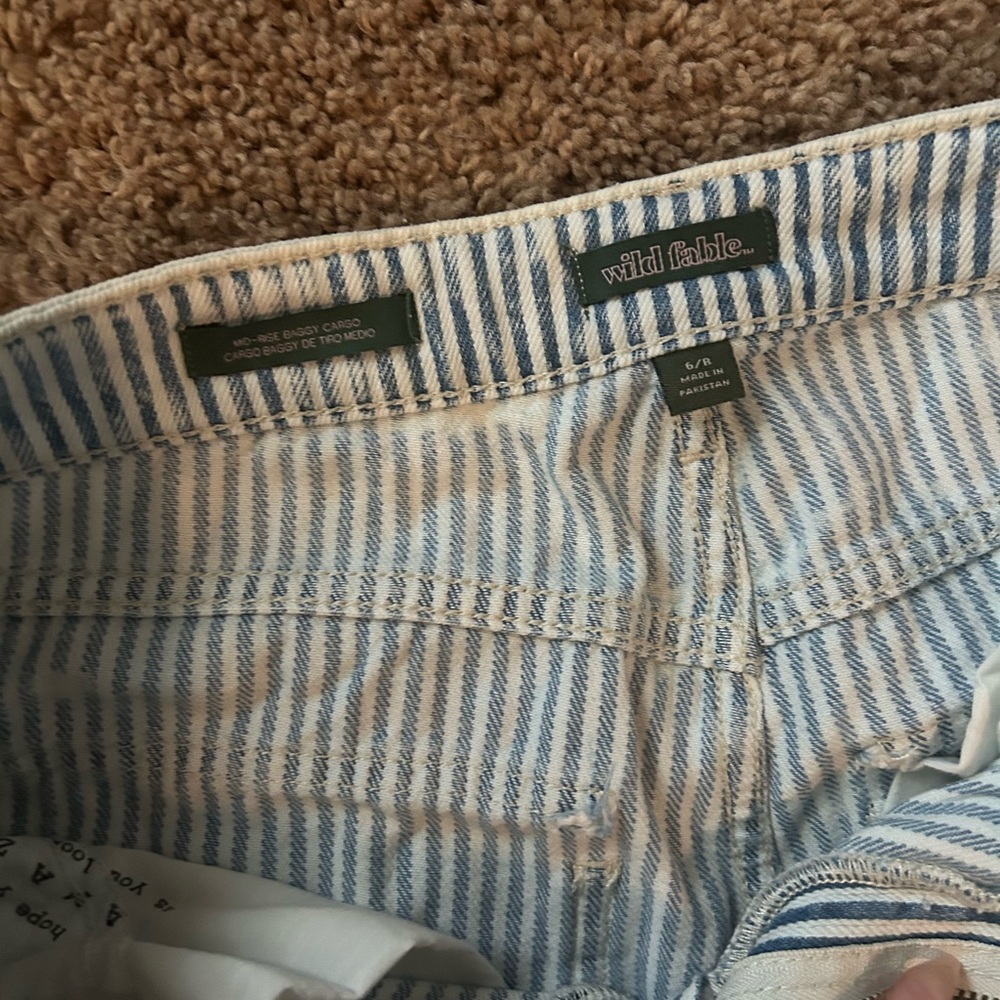 Wild Fable Blue and White Striped Pants - Picture 2 of 5
